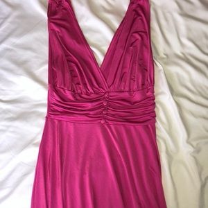 Hot pink v-neck and back dress